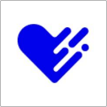 Health grades brand logo, a large blue heart that fades to white on the right side